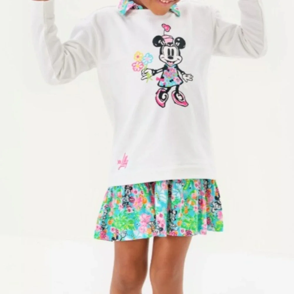 Disney Lilly Pulitzer Hearts Mini Ballad Kids SweatShirt XL Minnie Mouse Floral